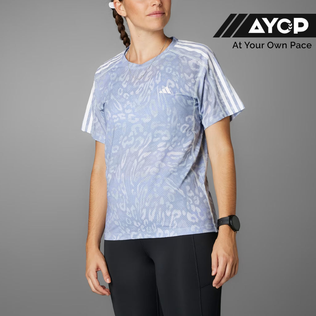 Adidas Own the Run CLIMACOOL 3-Stripes Women's Running T-Shirt - Dash Grey / Violet Tone