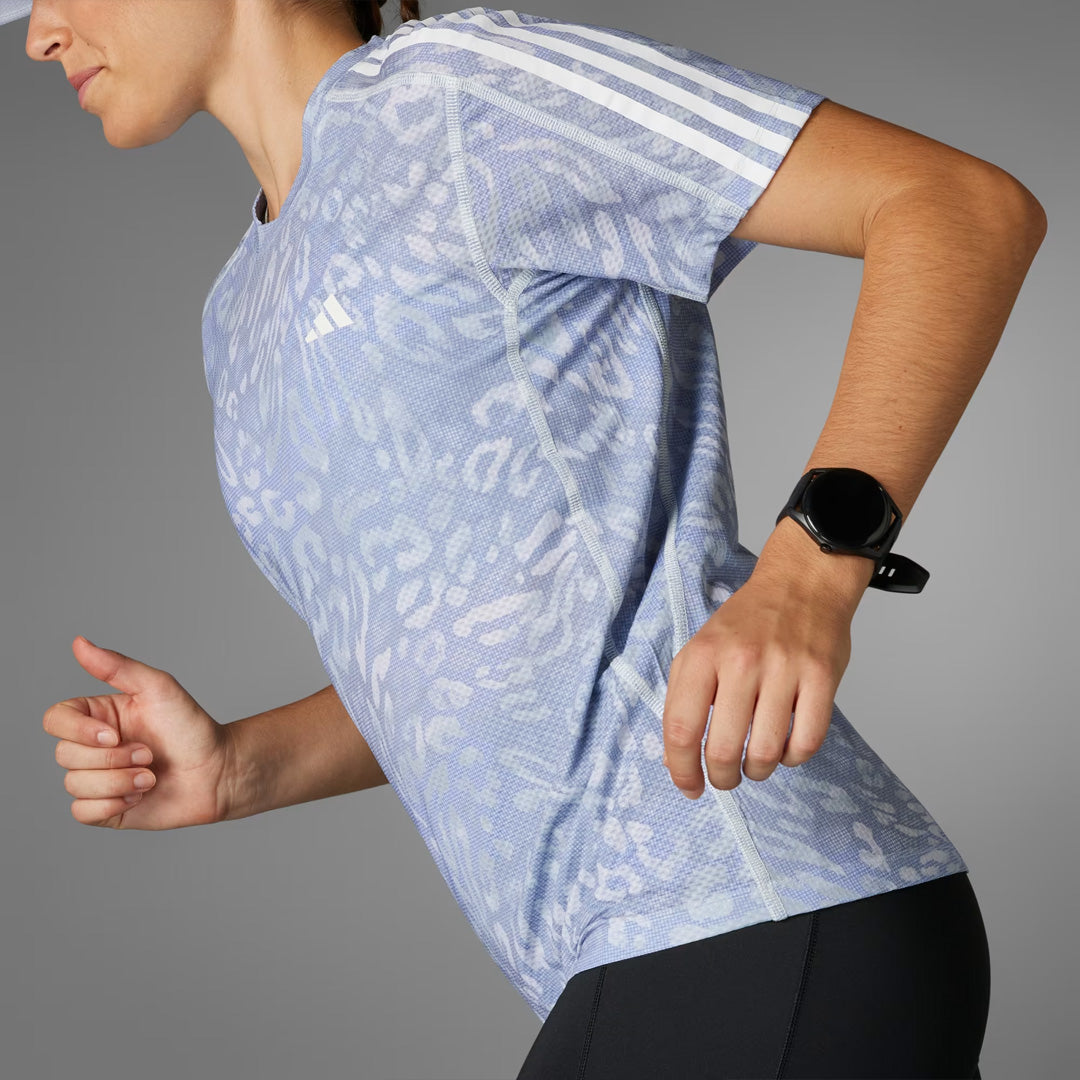 Adidas Own the Run CLIMACOOL 3-Stripes Women's Running T-Shirt - Dash Grey / Violet Tone