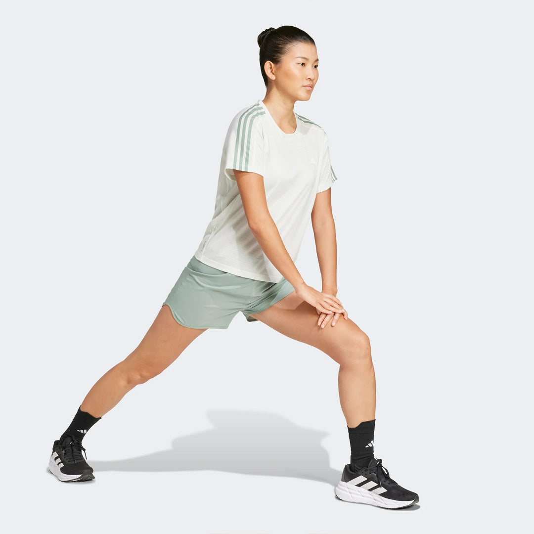 Adidas Own the Run 3-Stripes Women's Running T-Shirt - Crystal Jade