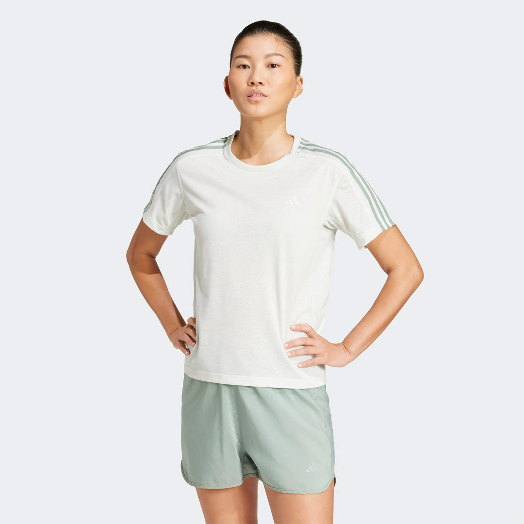 Adidas Own the Run 3-Stripes Women's Running T-Shirt - Crystal Jade