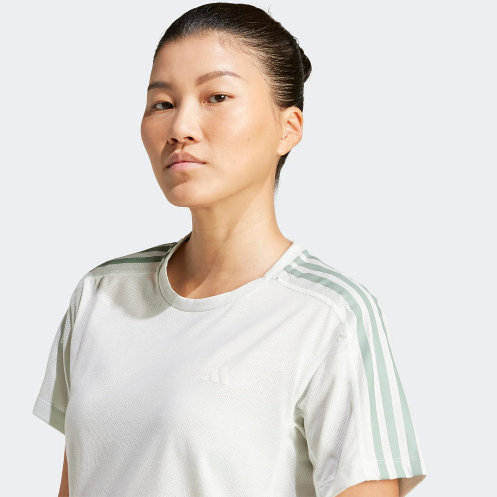 Adidas Own the Run 3-Stripes Women's Running T-Shirt - Crystal Jade
