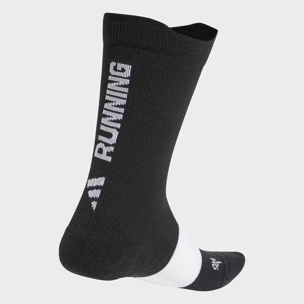 (1 Pair) Adidas RUNxGRAPHIC Crew Running Socks - Black
