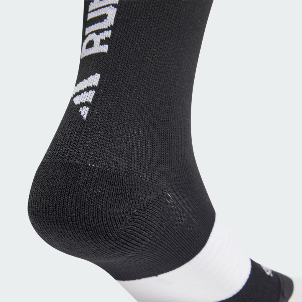 (1 Pair) Adidas RUNxGRAPHIC Crew Running Socks - Black