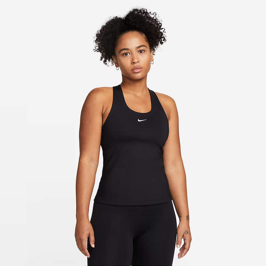 Nike Swoosh Sports Bra Padded Penopang Sedang - Hitam