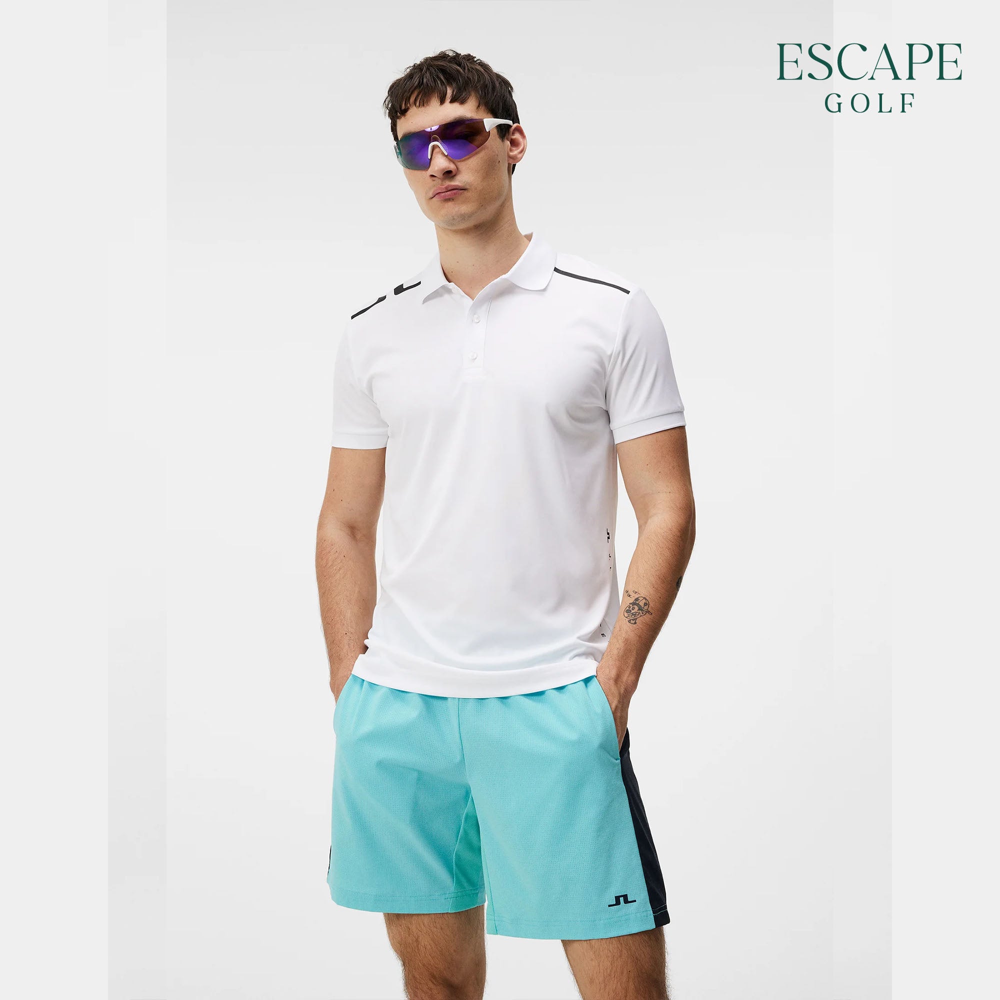 J. Lindeberg Lionel Regular Fit Men’s Golf Polo Shirts - White