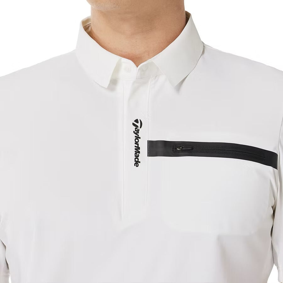 TaylorMade FW25 Edged Block Men’s Golf Polo Shirts - White