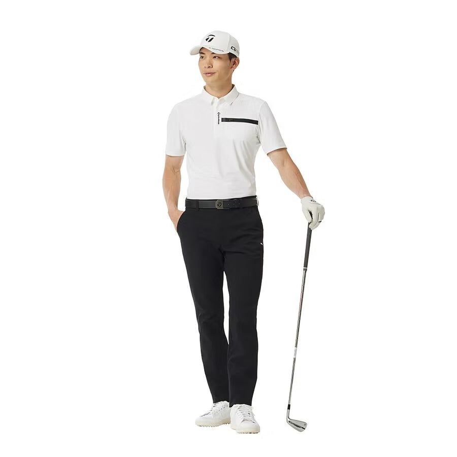 TaylorMade FW25 Edged Block Men’s Golf Polo Shirts - White