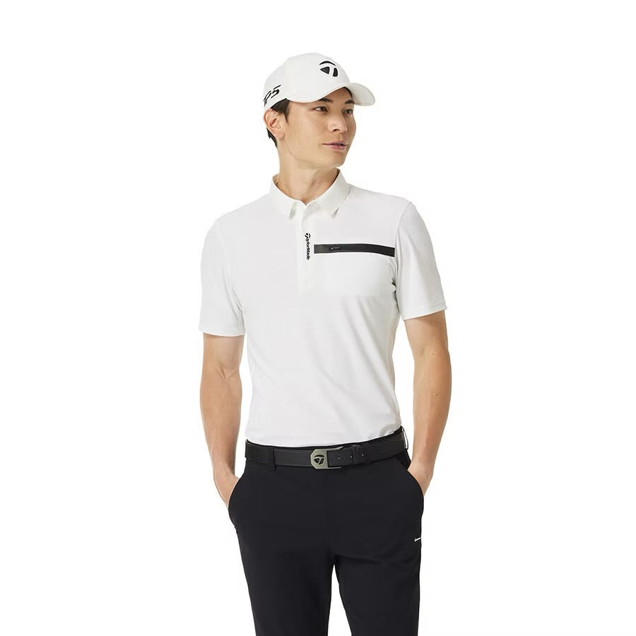 TaylorMade FW25 Edged Block Men’s Golf Polo Shirts - White