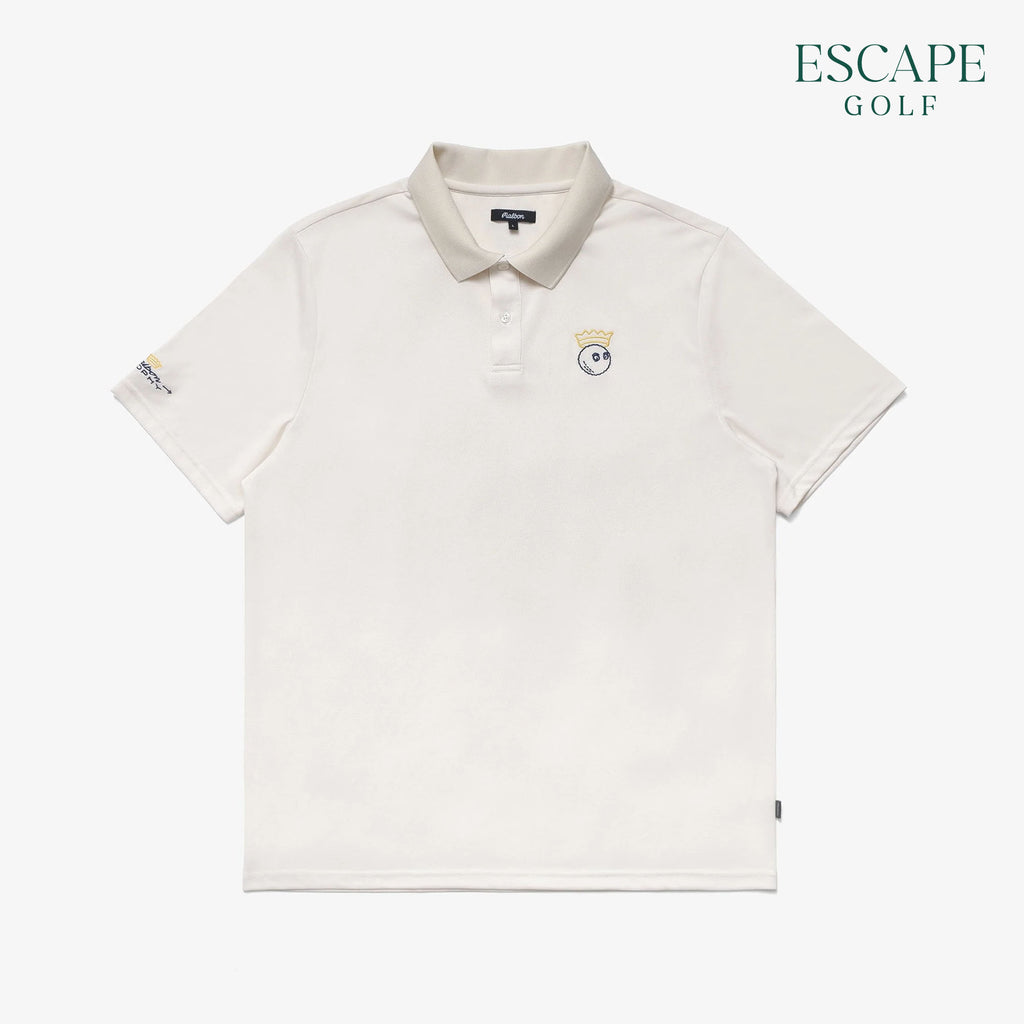 Malbon Trophy Performance Pique Men’s Golf Polo Shirts - Ivory
