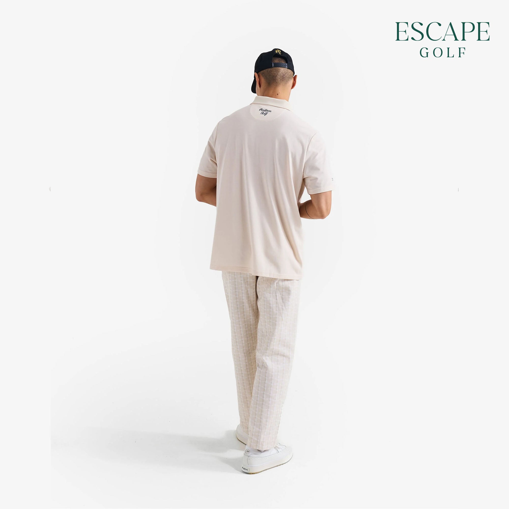 Malbon Trophy Performance Pique Men’s Golf Polo Shirts - Ivory