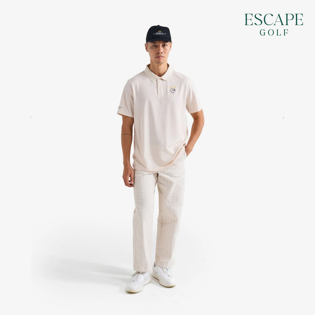 Malbon Trophy Performance Pique Men’s Golf Polo Shirts - Ivory