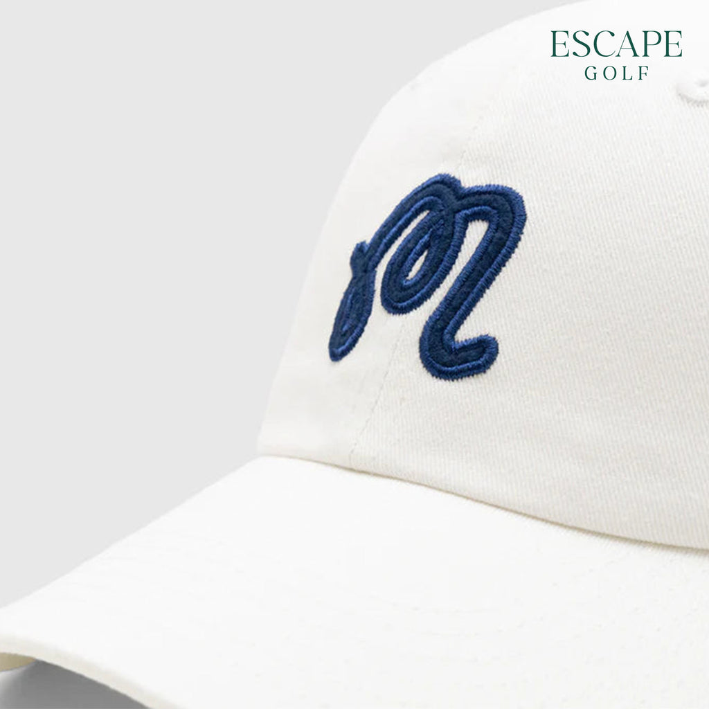 Malbon Washed Applique Men’s Golf Cap - White