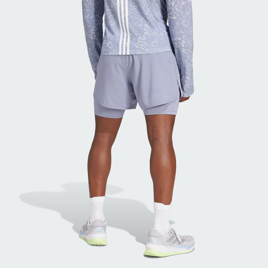 Adidas Own The Run 3-Stripes 2-in-1 Men’s Running Shorts - Silver Violet