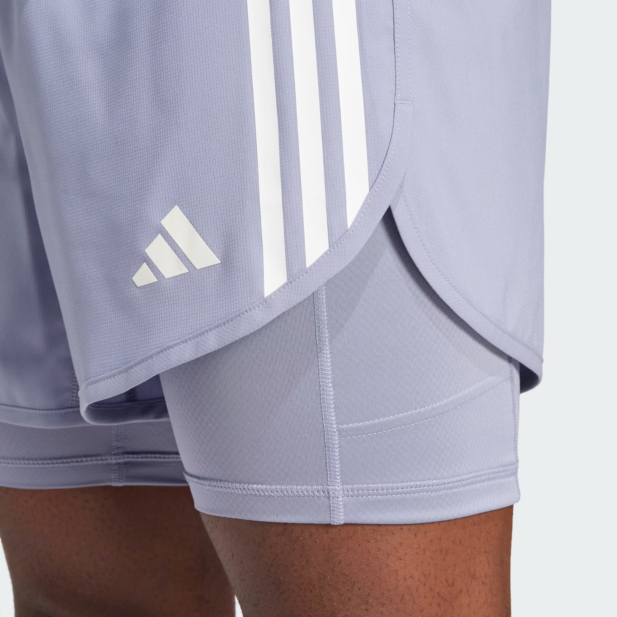 Adidas Own The Run 3-Stripes 2-in-1 Men’s Running Shorts - Silver Violet