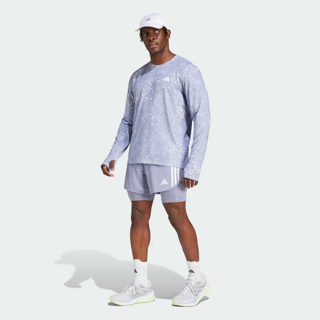 Adidas Own The Run 3-Stripes 2-in-1 Men’s Running Shorts - Silver Violet