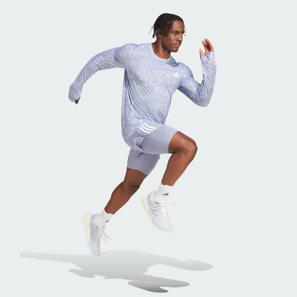 Adidas Own The Run 3-Stripes 2-in-1 Men’s Running Shorts - Silver Violet