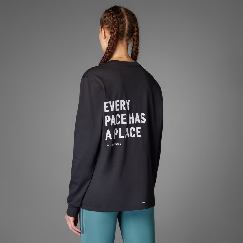 Adidas Runners Every Place Has A Place UniteFIT Men’s Women’s Running Long Sleeve T-Shirt - Black