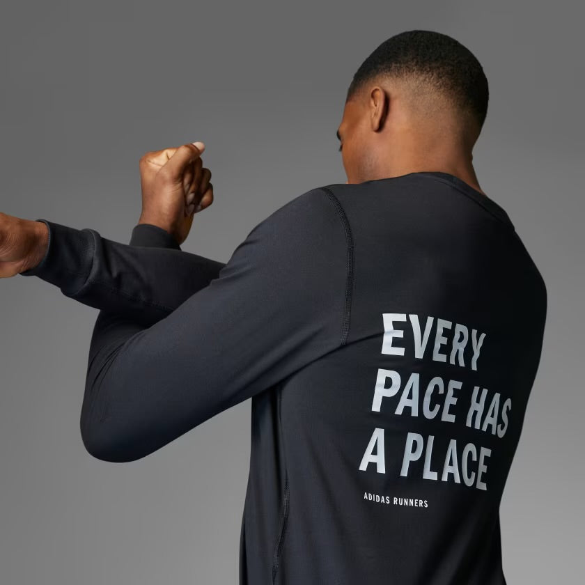 Adidas Runners Every Place Has A Place UniteFIT Men’s Women’s Running Long Sleeve T-Shirt - Black