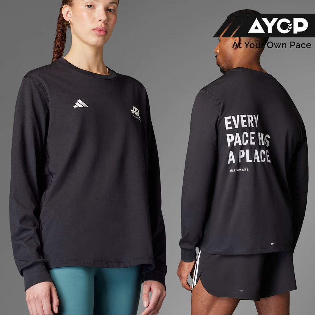 Adidas Runners Every Place Has A Place UniteFIT Men’s Women’s Running Long Sleeve T-Shirt - Black