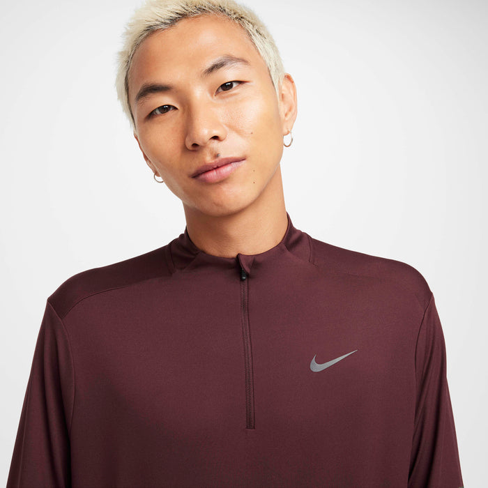 Nike Dri-FIT Element Running 1/4 Zip Men’s Running T-Shirt Long Sleeve Jacket - Burgundy Crush