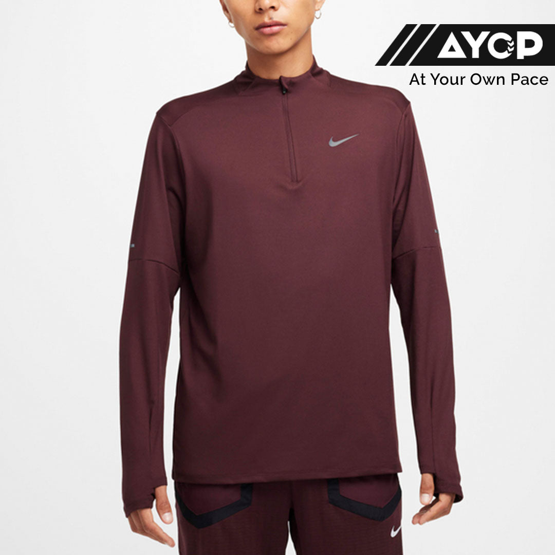 Nike Dri-FIT Element Running 1/4 Zip Men’s Running T-Shirt Long Sleeve Jacket - Burgundy Crush