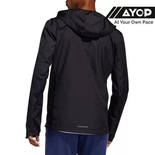 Jaket Lari Pria Berkerudung Adidas Own The Run Angin - Hitam