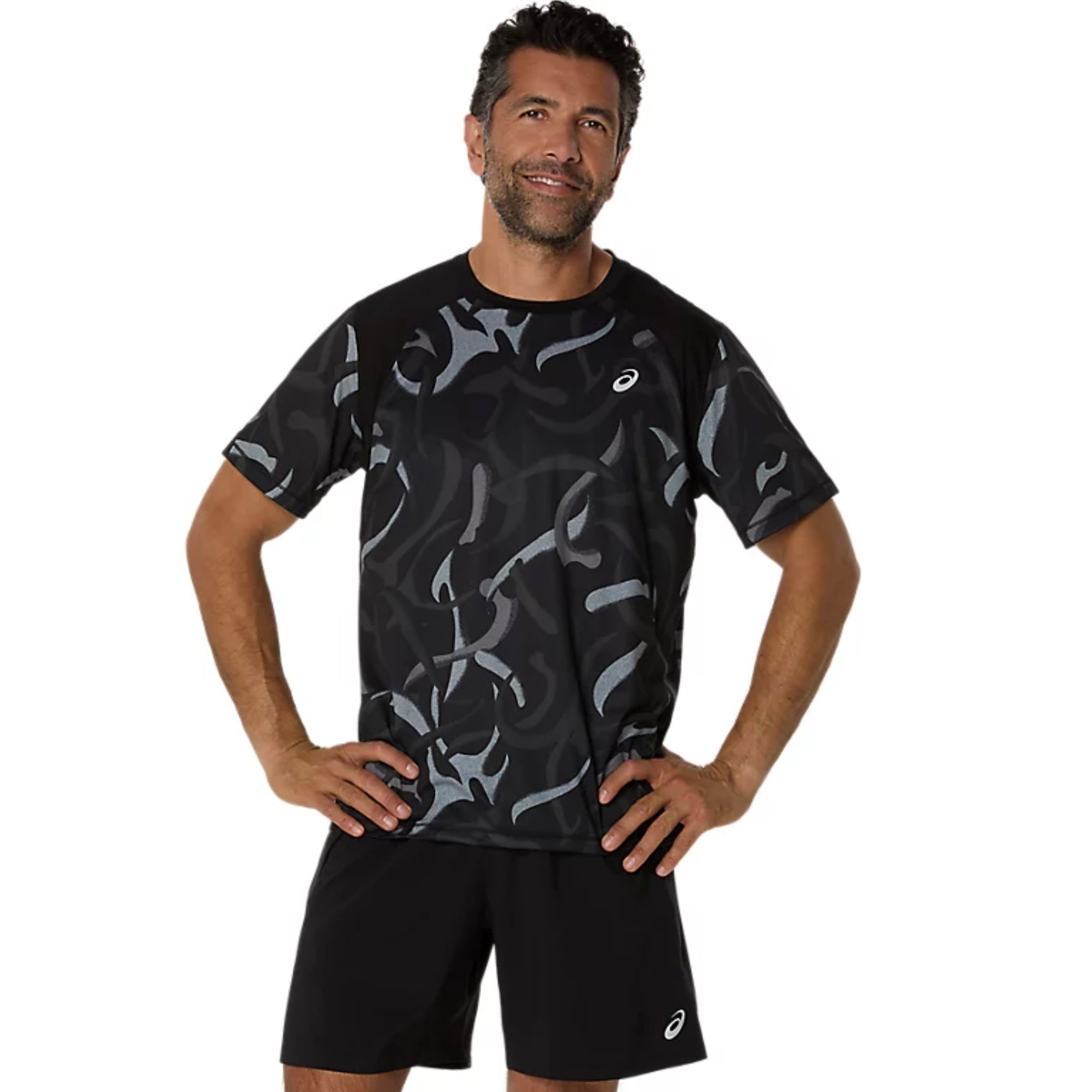 Asics Road All Over Prints Men’s Running T-Shirt - Performance Black