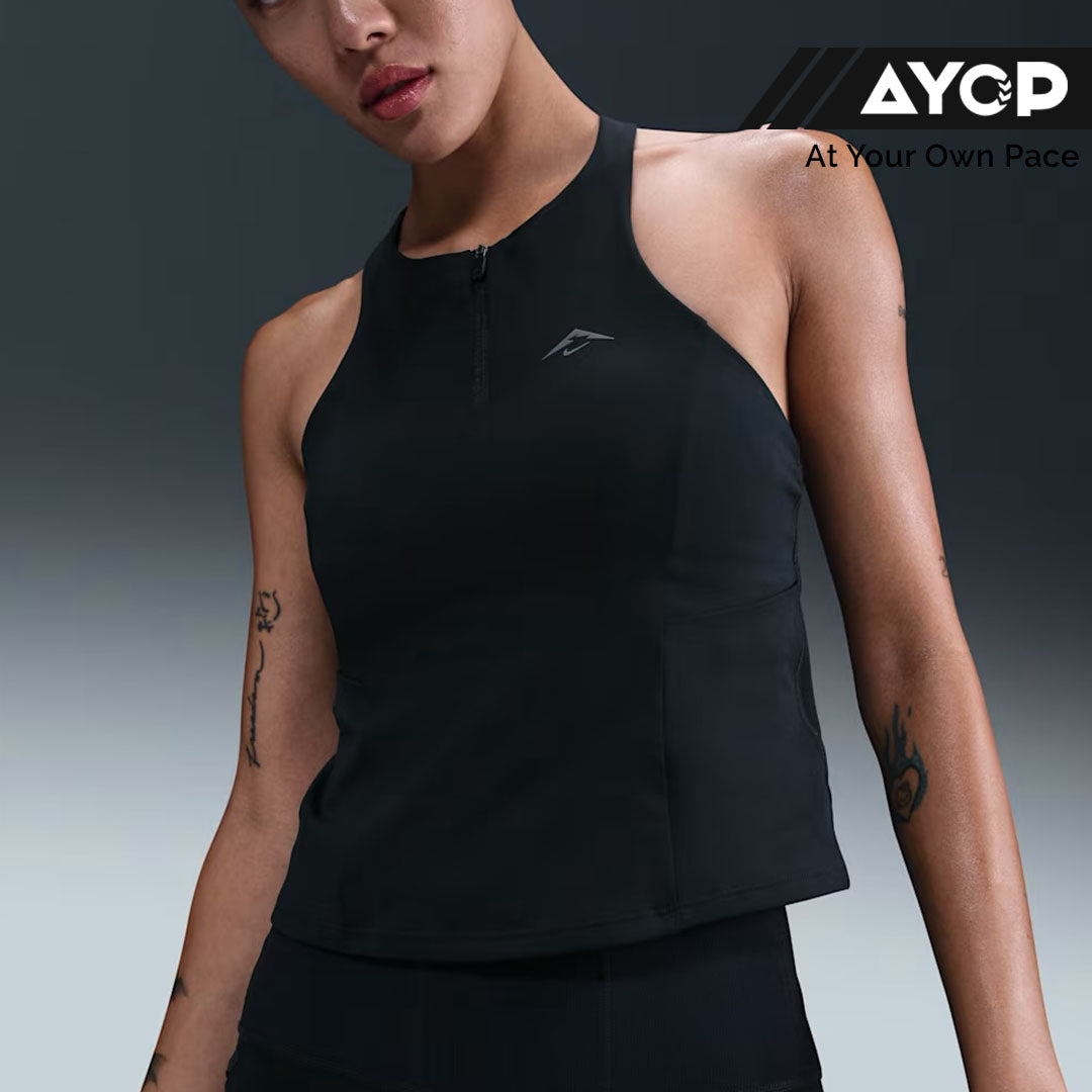 Nike Dri-FIT Trail Medium-Support Padded Women’s Running Sports Bra Tank Top - Black