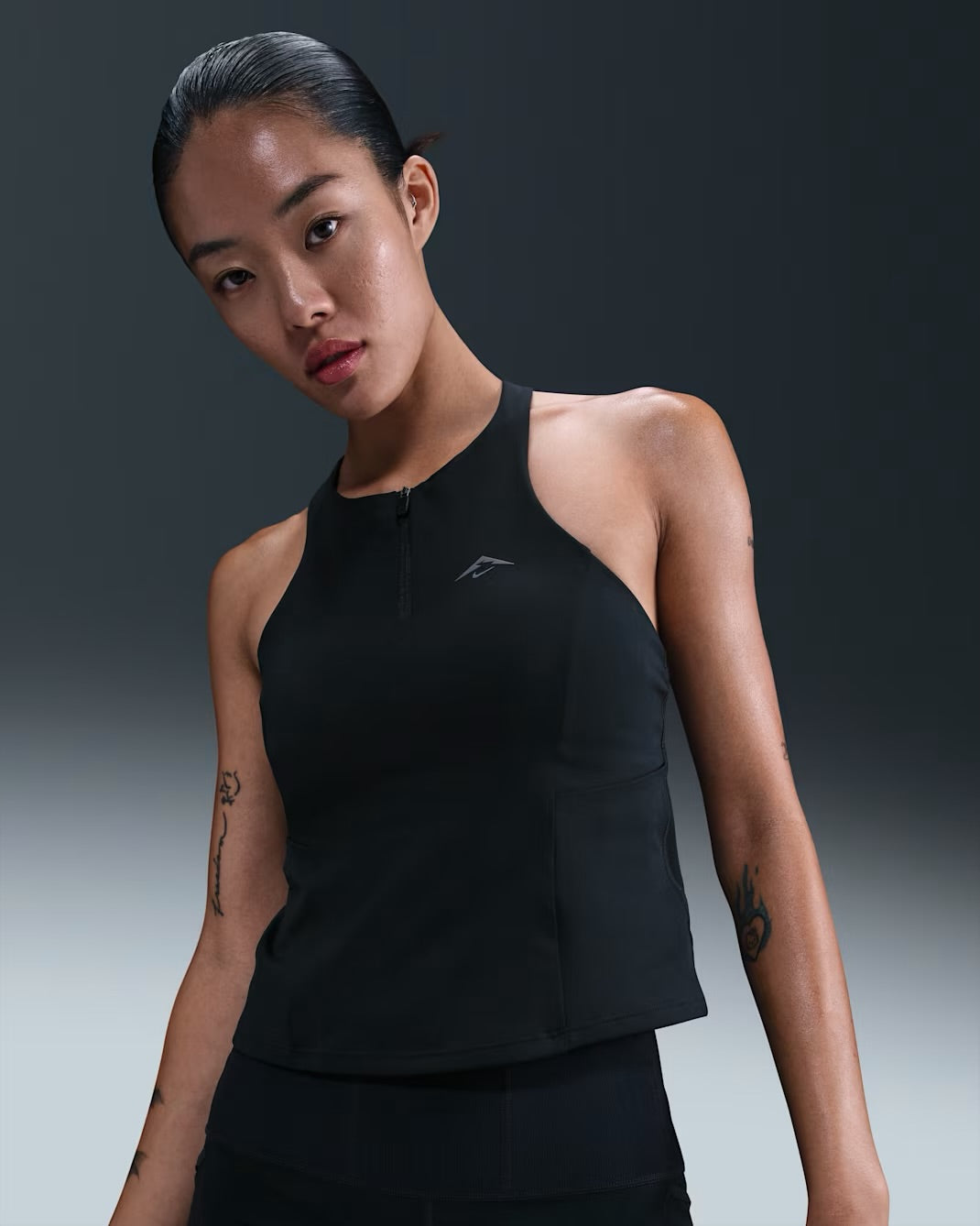 Nike Dri-FIT Trail Medium-Support Padded Women’s Running Sports Bra Tank Top - Black