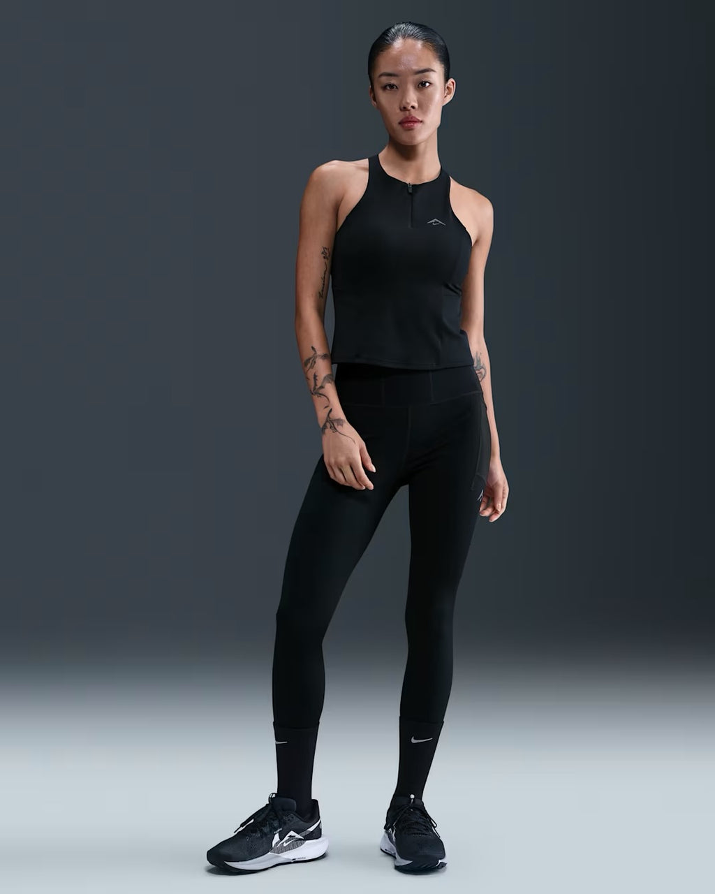 Nike Dri-FIT Trail Medium-Support Padded Women’s Running Sports Bra Tank Top - Black