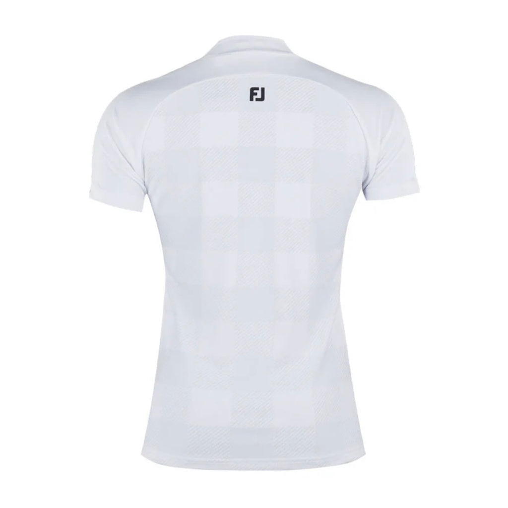 Footjoy Jacquard Mock Neck Short Sleeve Women’s Golf Shirt - White