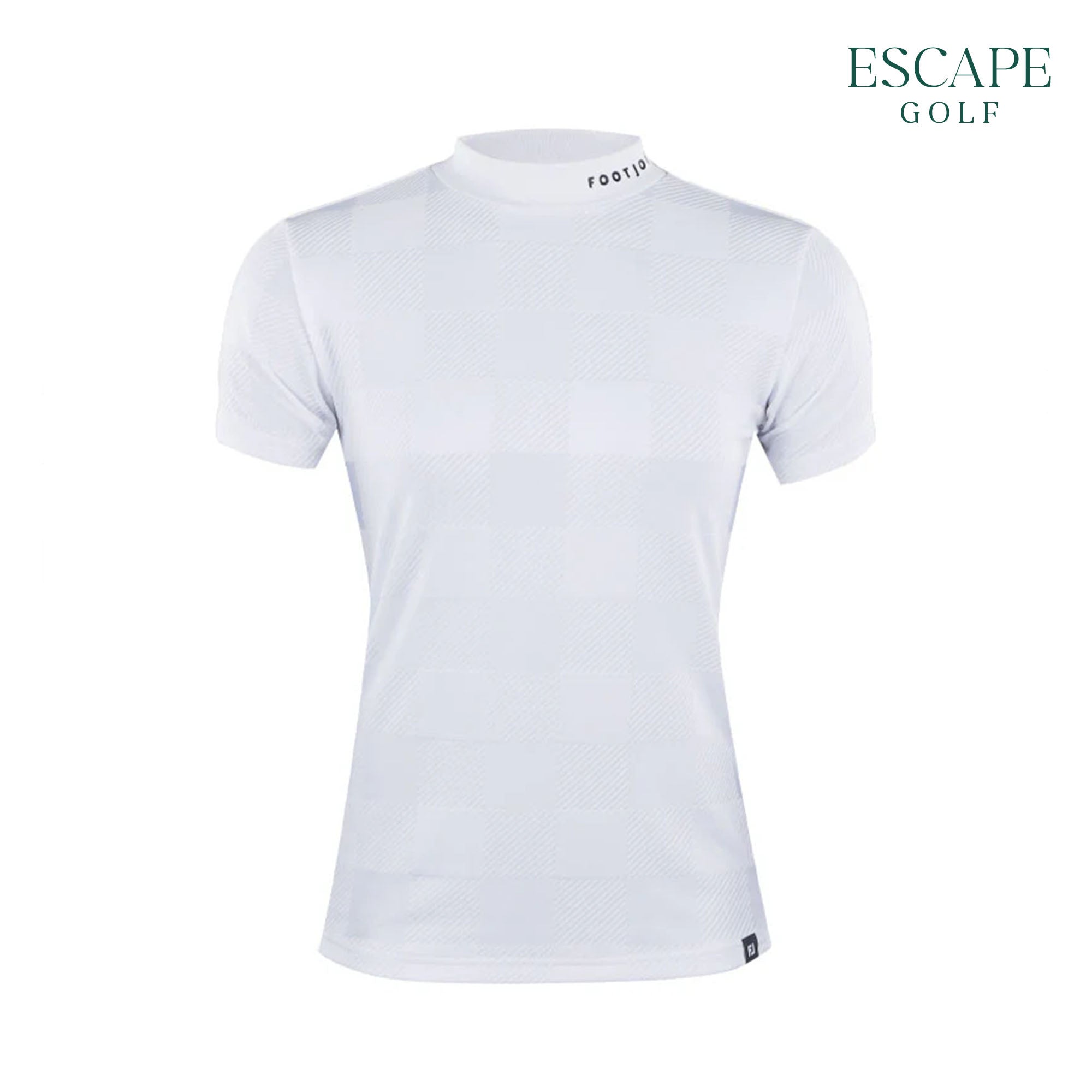Footjoy Jacquard Mock Neck Short Sleeve Women’s Golf Shirt - White