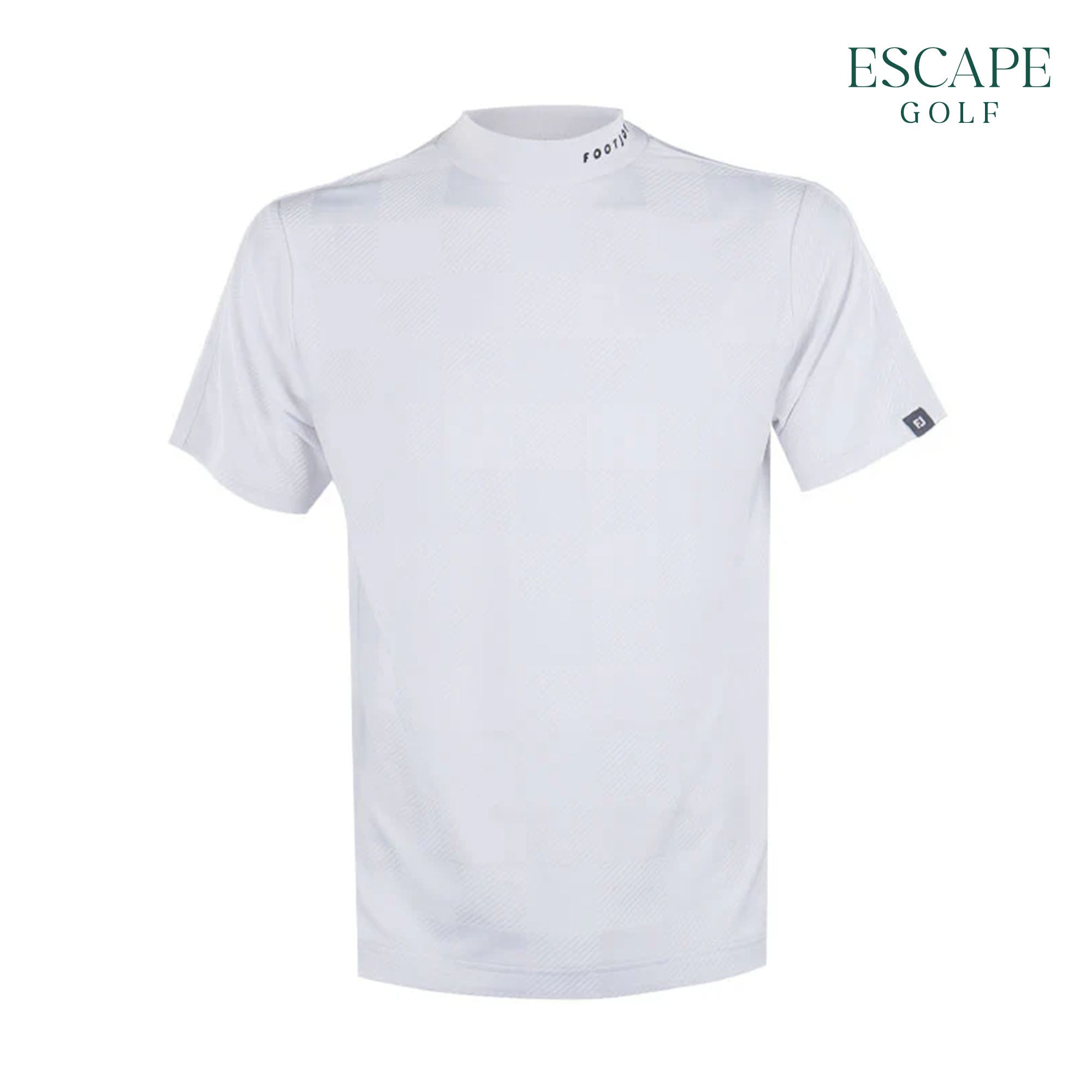 Footjoy Jacquard Mock Neck Short Sleeve Men’s Golf Shirt - White