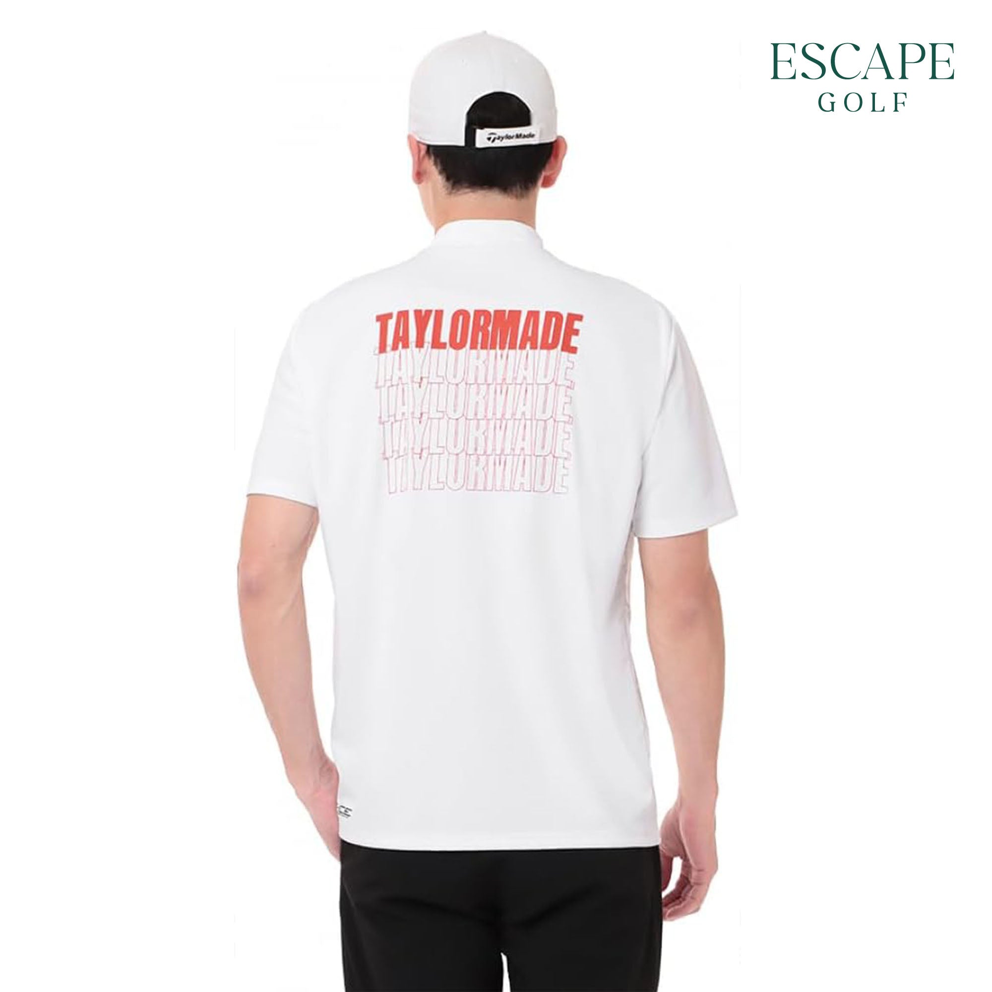 TaylorMade T-Ice Diagonal Mock Neck Men’s Golf Short Sleeve - White