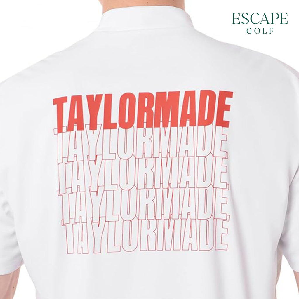 TaylorMade T-Ice Diagonal Mock Neck Men’s Golf Short Sleeve - White