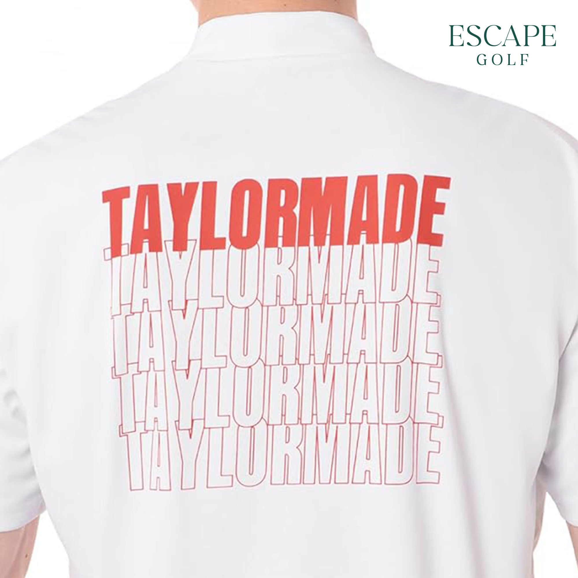 TaylorMade T-Ice Diagonal Mock Neck Men’s Golf Short Sleeve - White