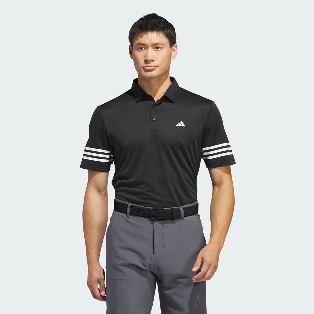 Adidas Golf 3 Stripes Men’s Golf Polo Shirts - Black