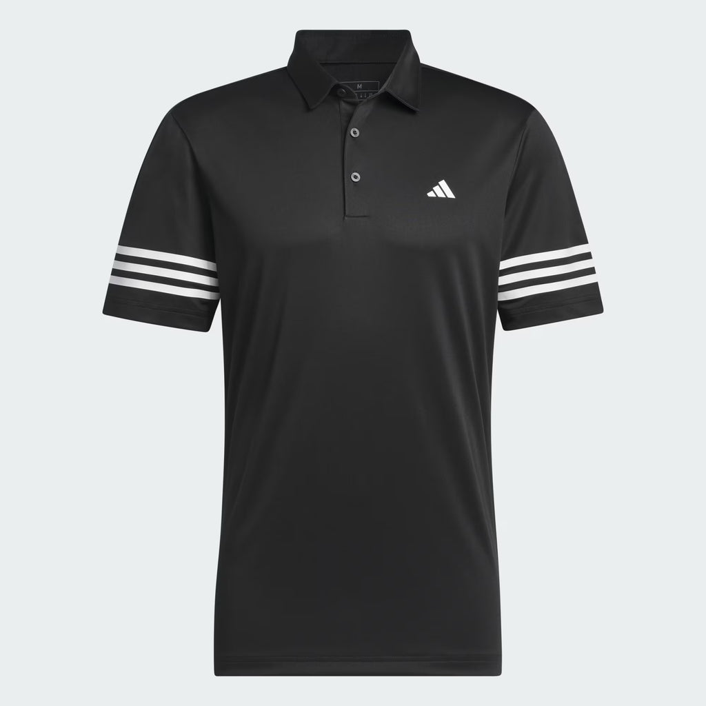 Adidas Golf 3 Stripes Men’s Golf Polo Shirts - Black