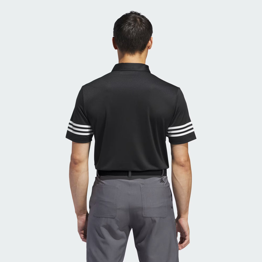 Adidas Golf 3 Stripes Men’s Golf Polo Shirts - Black