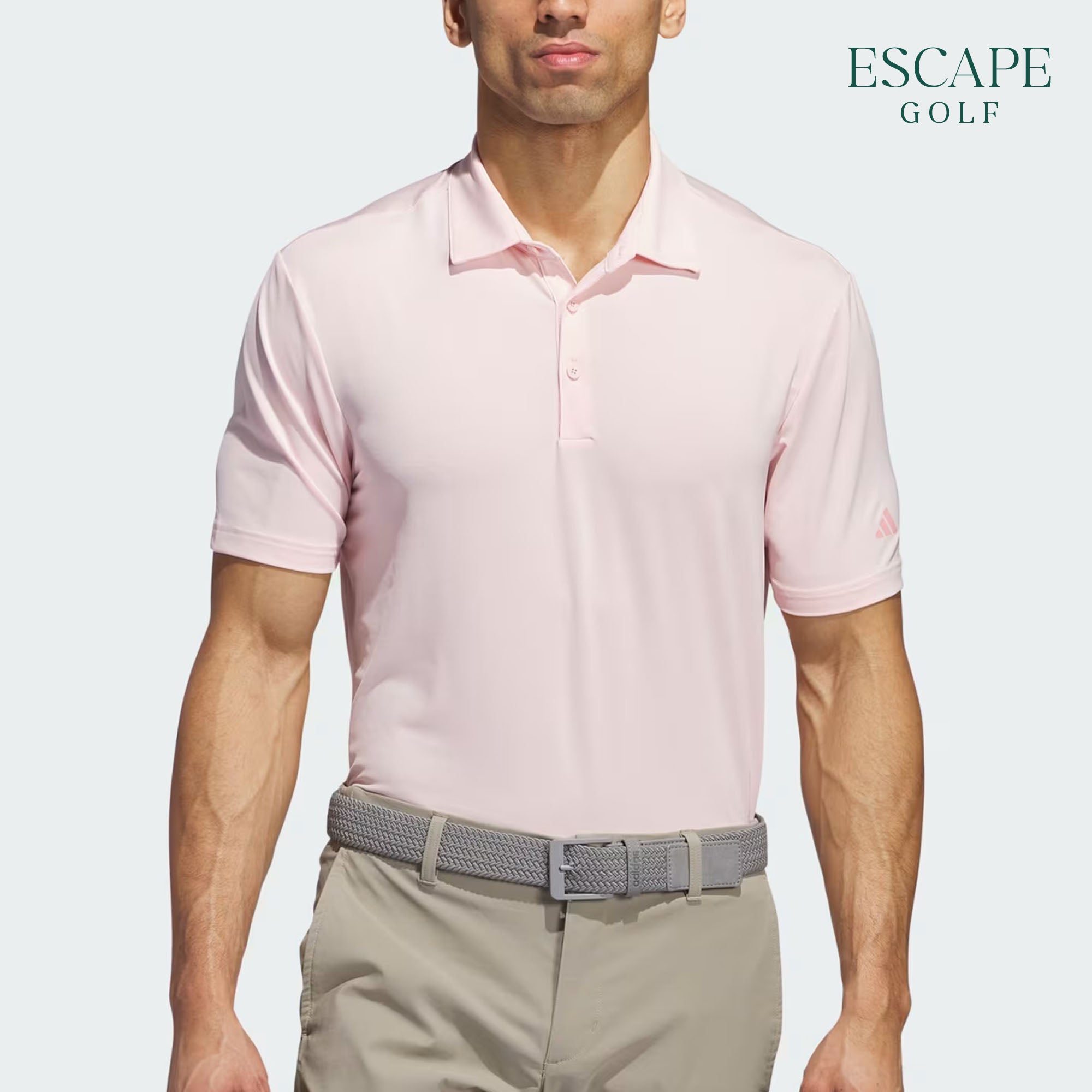 Adidas Ultimate365 Solid Men’s Golf Polo Shirts - Sandy Pink