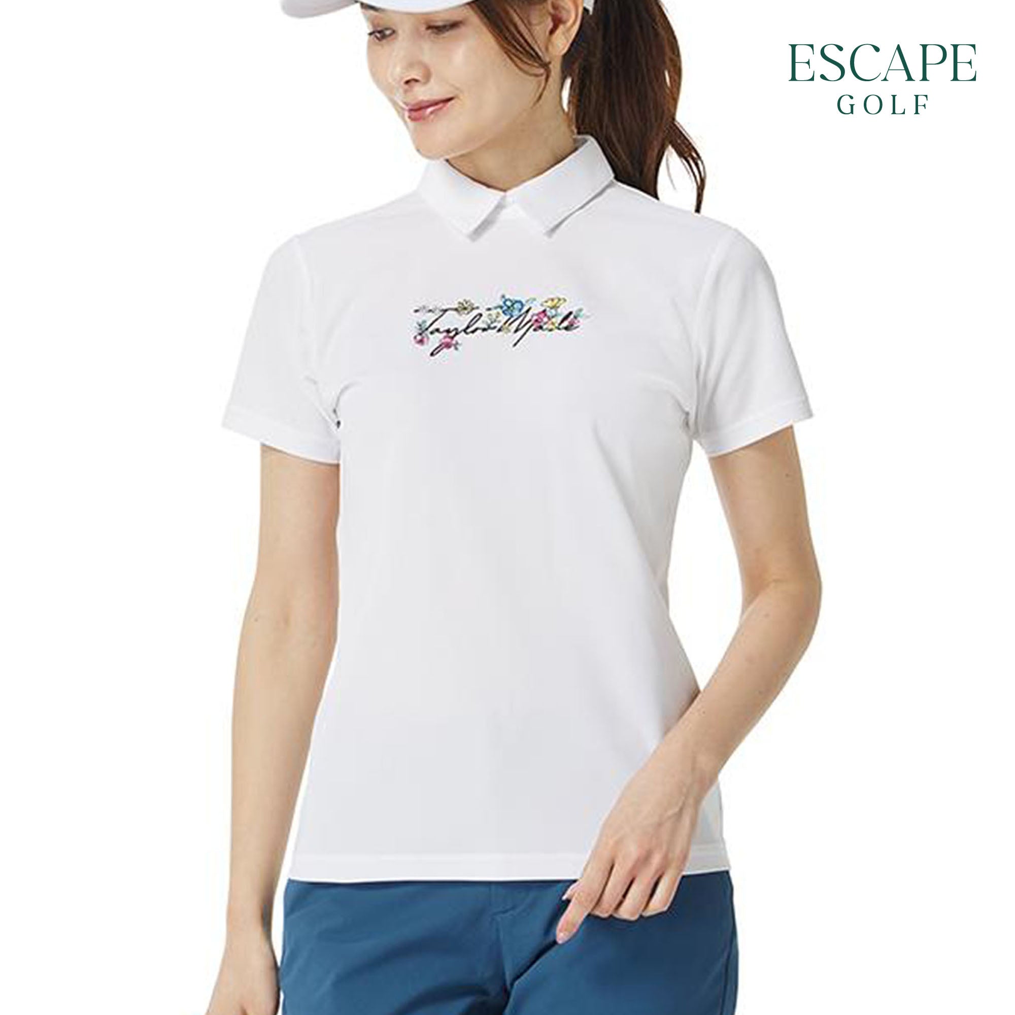 TaylorMade Flower Logo Women’s Golf Polo Shirt - White
