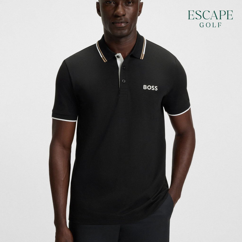 Hugo Boss Paddy Pro Cotton-Blend Men’s Golf Polo Shirt - Black