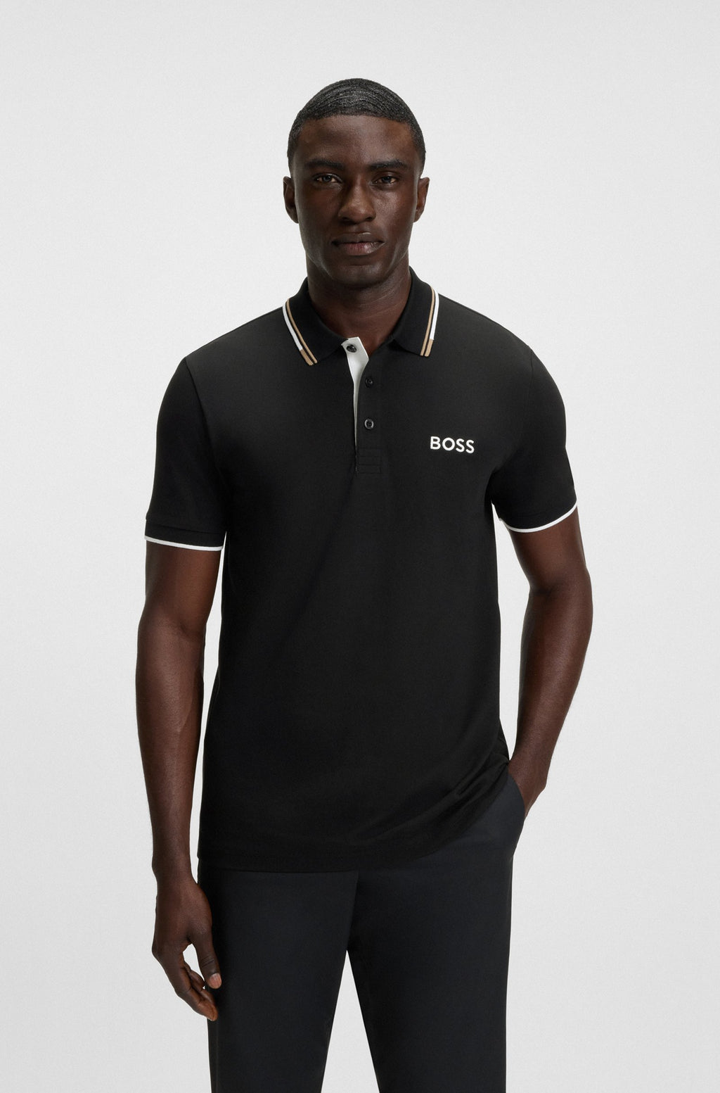 Hugo Boss Paddy Pro Cotton-Blend Men’s Golf Polo Shirt - Black