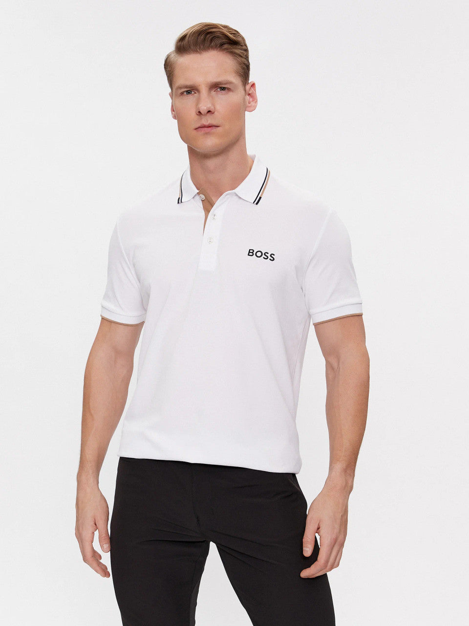 Hugo Boss Paddy Pro Cotton-Blend Men’s Golf Polo Shirt - White