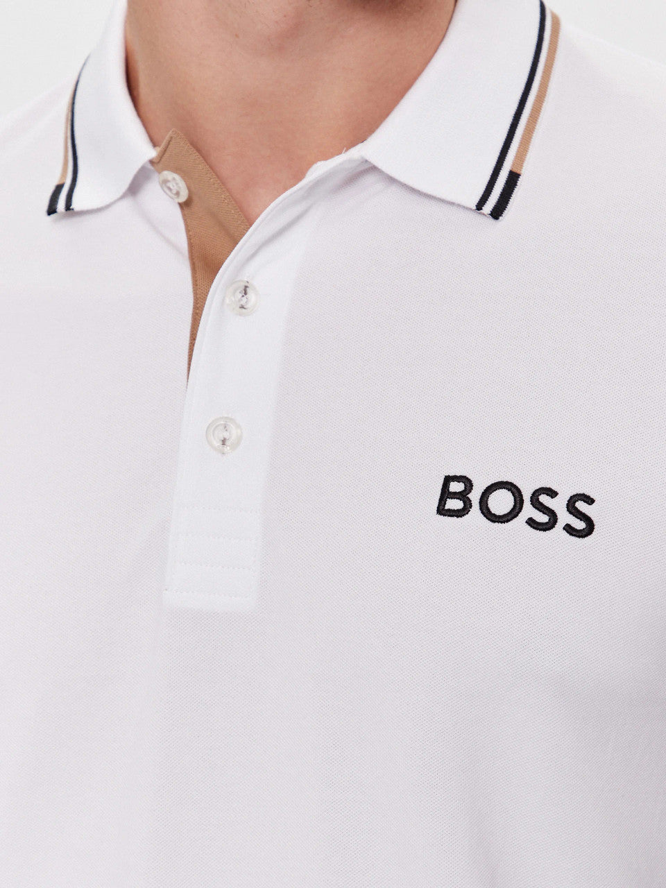 Hugo Boss Paddy Pro Cotton-Blend Men’s Golf Polo Shirt - White