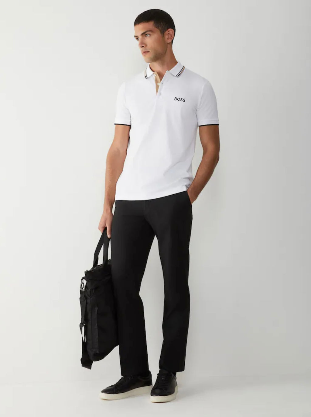 Hugo Boss Paddy Pro Cotton-Blend Men’s Golf Polo Shirt - White