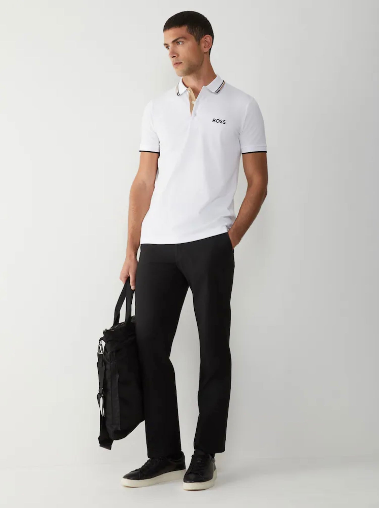 Hugo Boss Paddy Pro Cotton-Blend Men’s Golf Polo Shirt - White