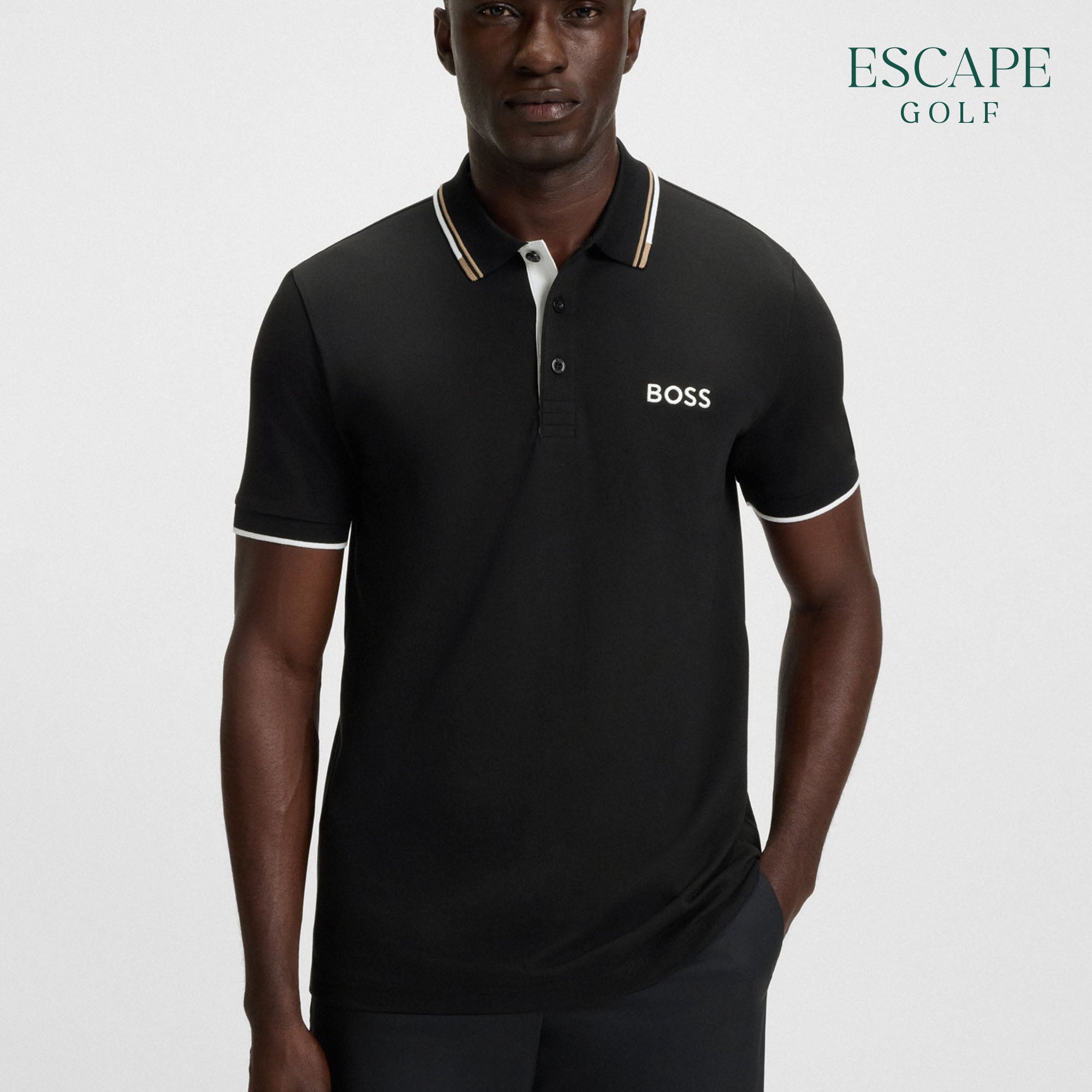Hugo Boss Paddy Pro Cotton-Blend Men’s Golf Polo Shirt - Black