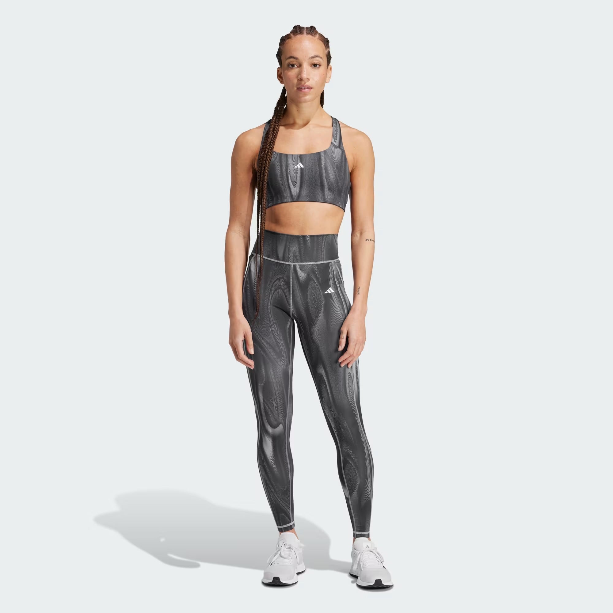 Adidas Optime Full-Length Print Women’s Running Leggings - Glory Grey