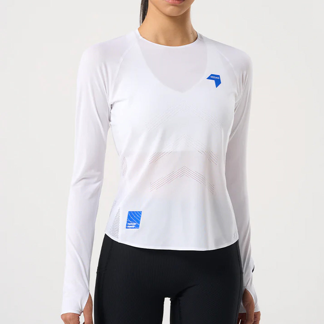 Nedao QiFlow Ventilated Women's Running Long-Sleeve T-Shirt - White